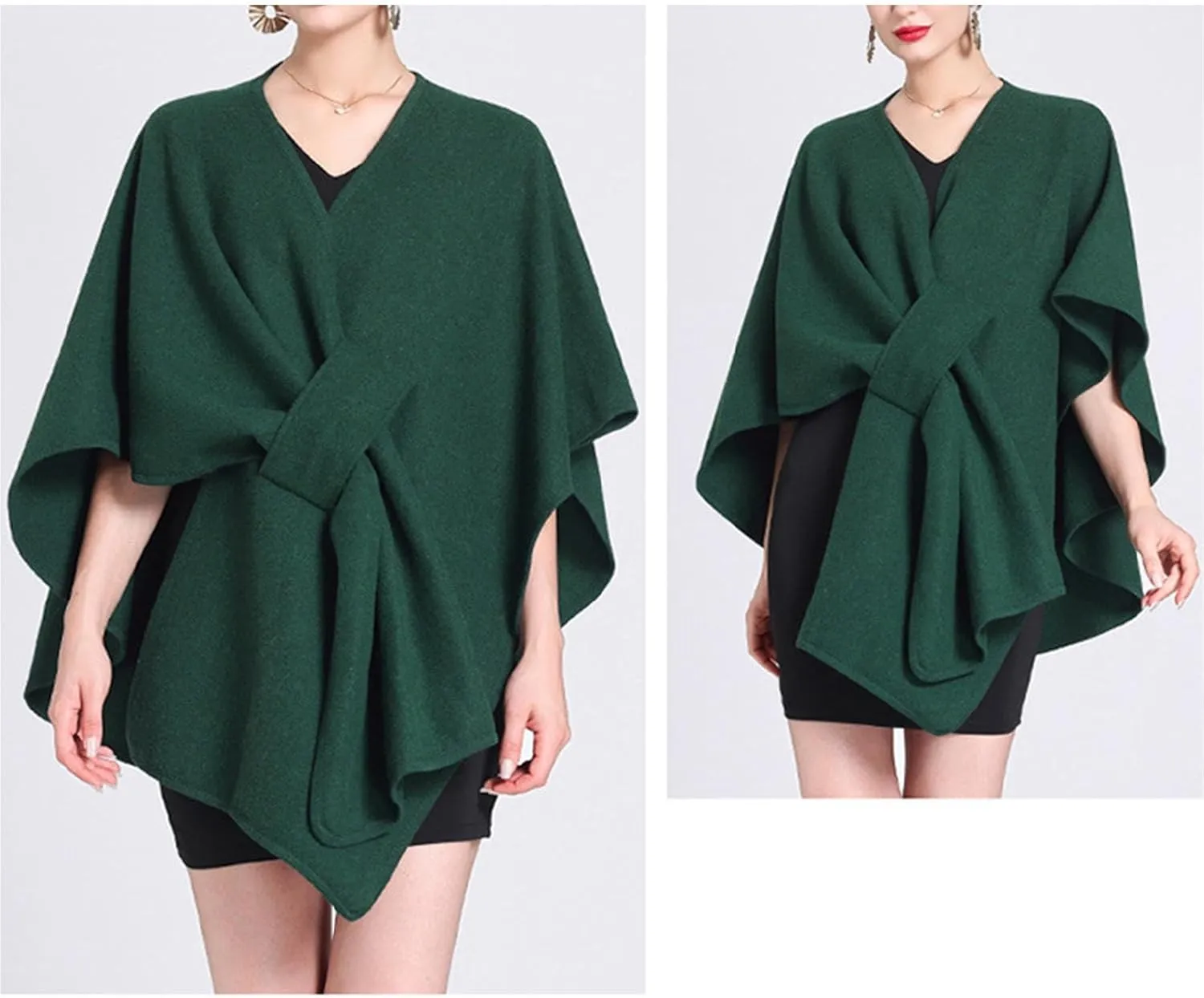 Womens Shawls Wrap Poncho Soft Capes Open Front Cardigan Cashmere Knitted Cloak Scarf