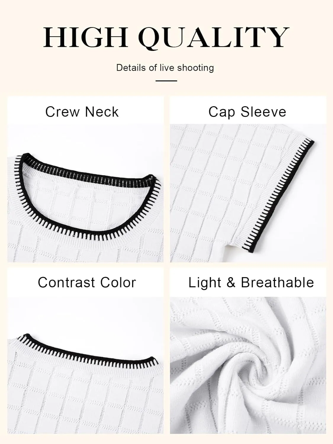 Womens Short Sleeve Sweater Crewneck Vest Tops Trendy Casual Crochet Sweaters for Women Spring Summer 2025