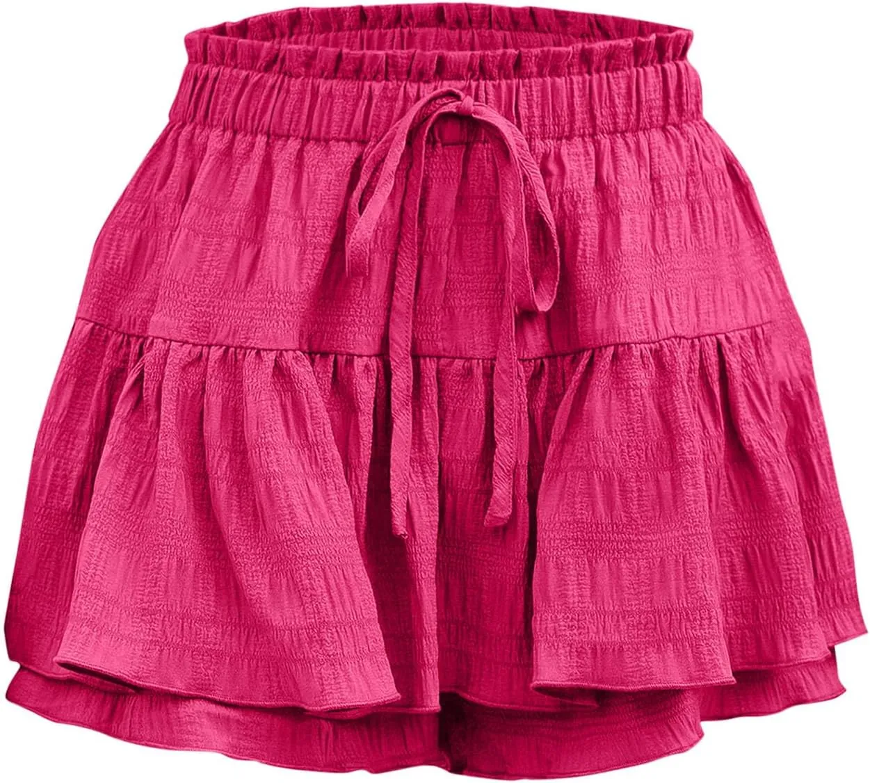 Womens Shorts Trendy Ruffle Hem Tiered Flowy Skorts High Waisted Drawstring Casual Summer Tennis Skirt Shorts 2025