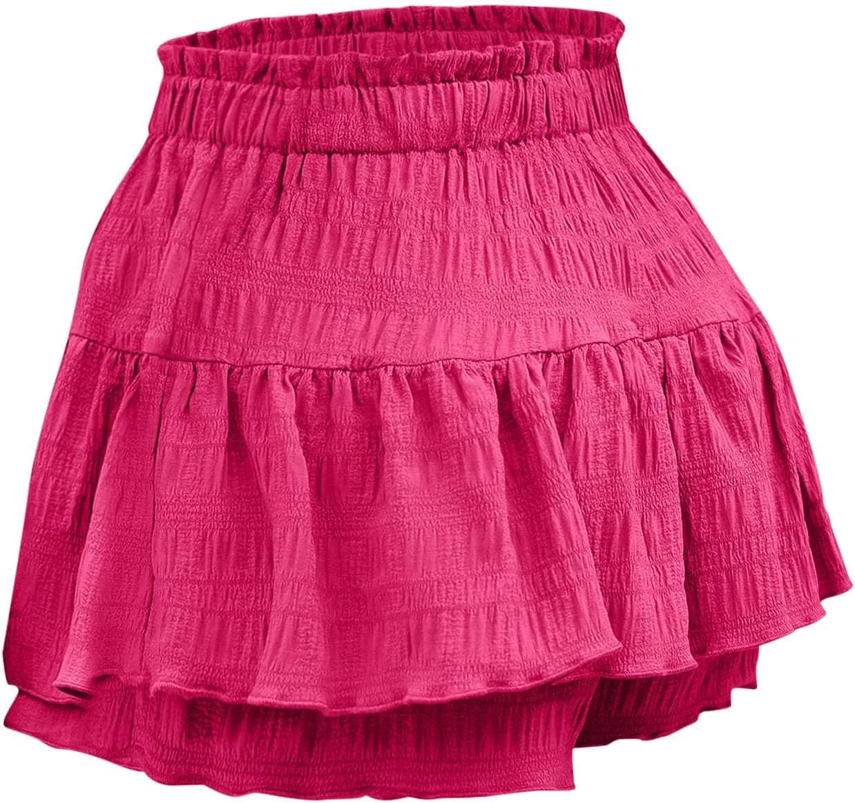 Womens Shorts Trendy Ruffle Hem Tiered Flowy Skorts High Waisted Drawstring Casual Summer Tennis Skirt Shorts 2025