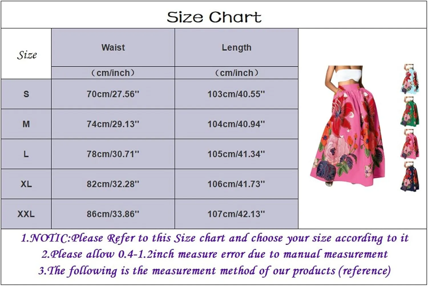 Women's Skirts Boho Maxi Skirt Fashion Loose Floral Printed Colorful Skirt High Waist Beach Maxi Trendy Skirt with Pocket