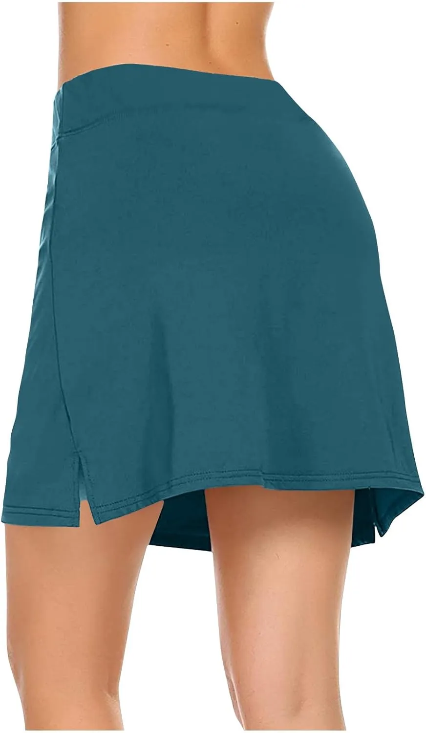 Women's Solid Tennis Skirts Active Athletic Drawstring Shorts Built in Shorts with Pockets Sports Golf Skirt