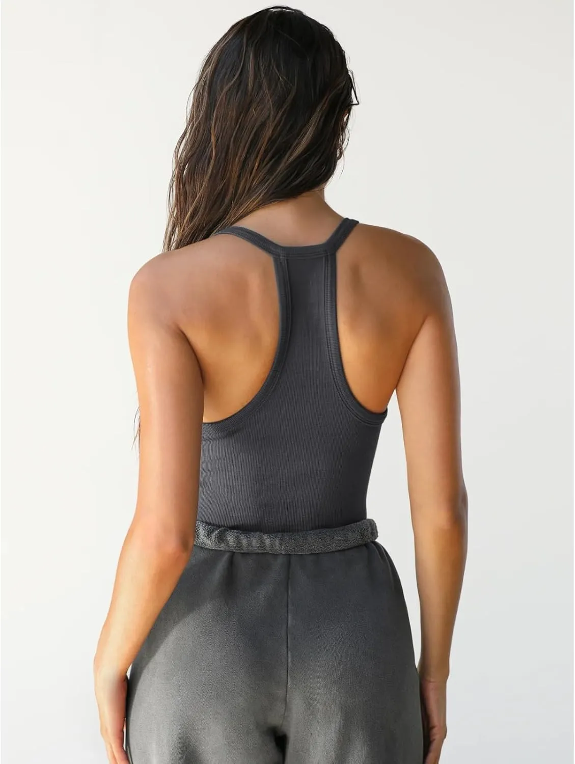 Womens Spaghetti Strap Tank Tops V Neck Racerback Going Out Crop 2025 Trendy Top Summer Sleeveless Ribbed Camisole