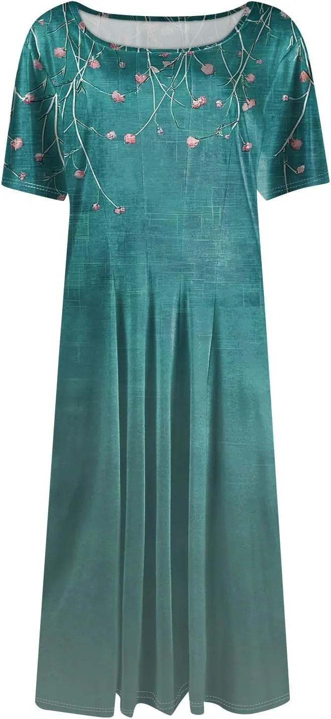 Womens Summer Travel Dress 2025 Short Sleeve Midi Work Casual Teacher Outfits