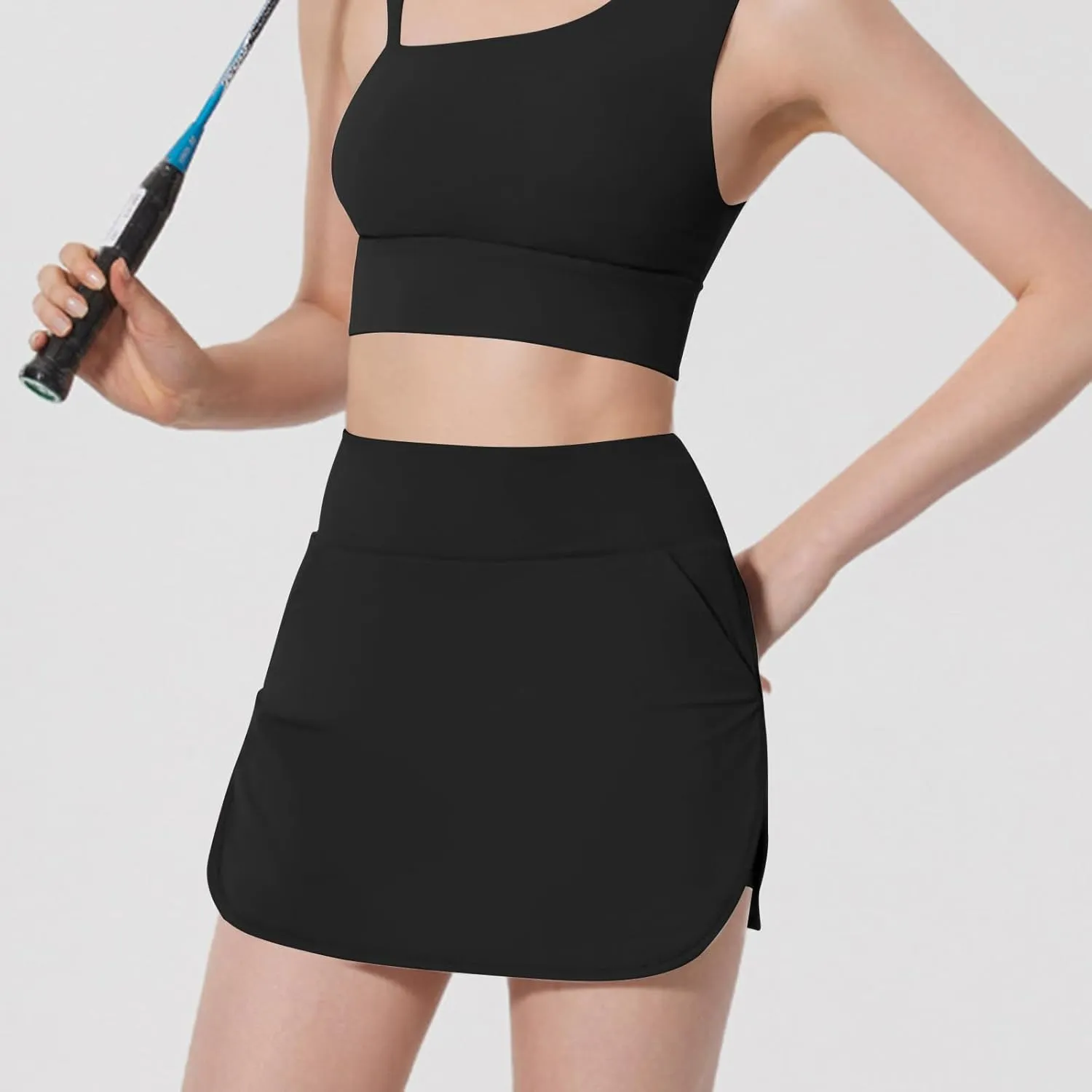 Women's Tennis Skirts Golf Skorts with Pockets High Waisted Side Slit Inner Shorts Yoga Athletic Workout Skirts