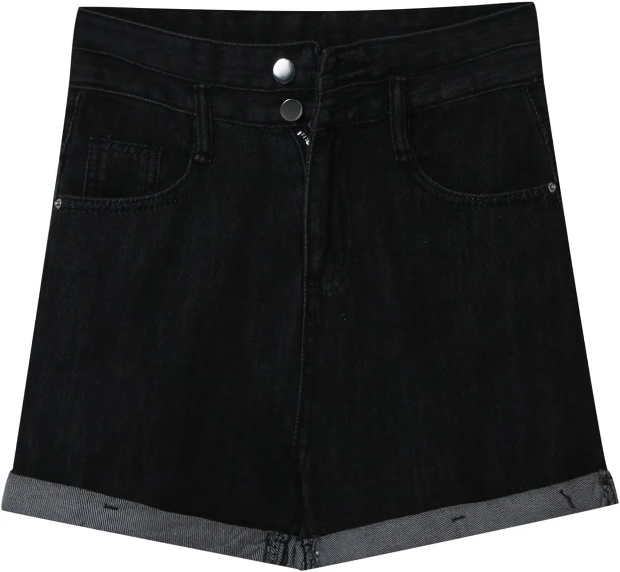 Womens Trendy Summer Denim Shorts A-Line High Waisted Folded Hem Jeans Shorts for Teen Girls Juniors Fashion Short Jeans