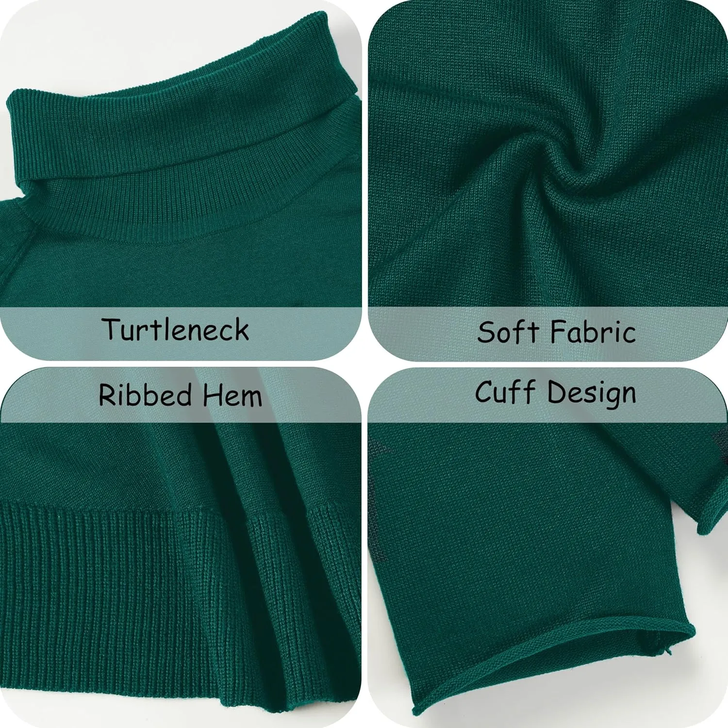 Women's Turtleneck Knit Pullover Long Sleeve Casual Oversized Curved Hemline Sweater Tops