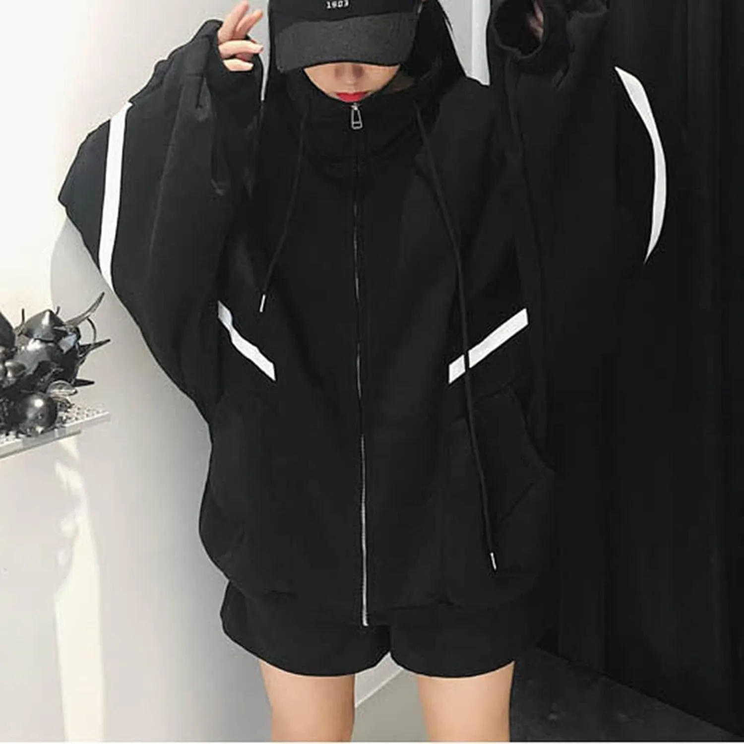 Womens Zip Up Hoodie Oversized Plus Size Cute Aesthetic Y2K Hoodies Teen Girls Casual Baggy Sweatshirt