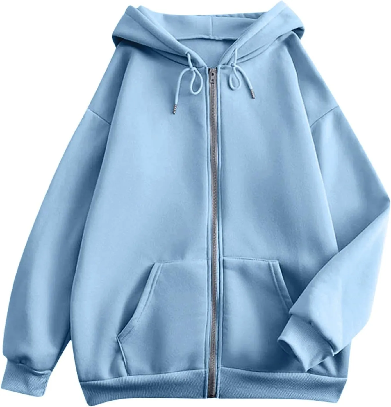Womens Zip up Hoodies Long Sleeve Sweatshirts with Hood Fall Outfits Oversized Sweaters Casual Fashion Jackets 2024