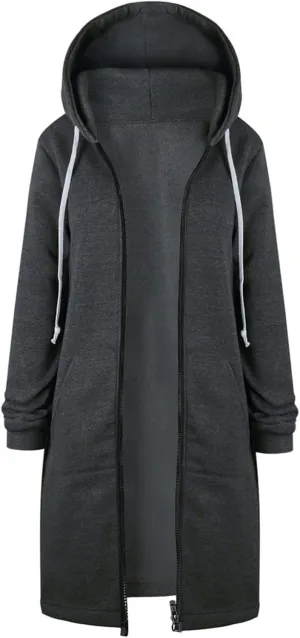 Women's Zip Up Hoodies Oversized Fleece Open Front Hooded Long Sweatshirts Casual Long Sleeve 2024 Fall Jacket Coat