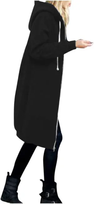 Women's Zip Up Hoodies Oversized Fleece Open Front Hooded Long Sweatshirts Casual Long Sleeve 2024 Fall Jacket Coat