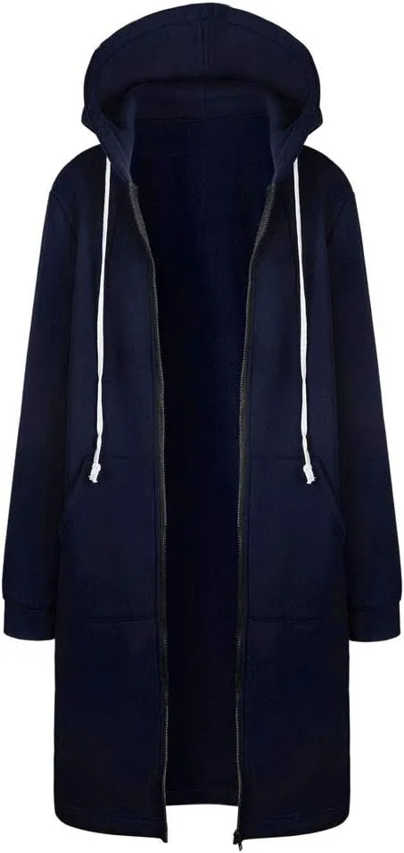 Women's Zip Up Hoodies Oversized Fleece Open Front Hooded Long Sweatshirts Casual Long Sleeve 2024 Fall Jacket Coat