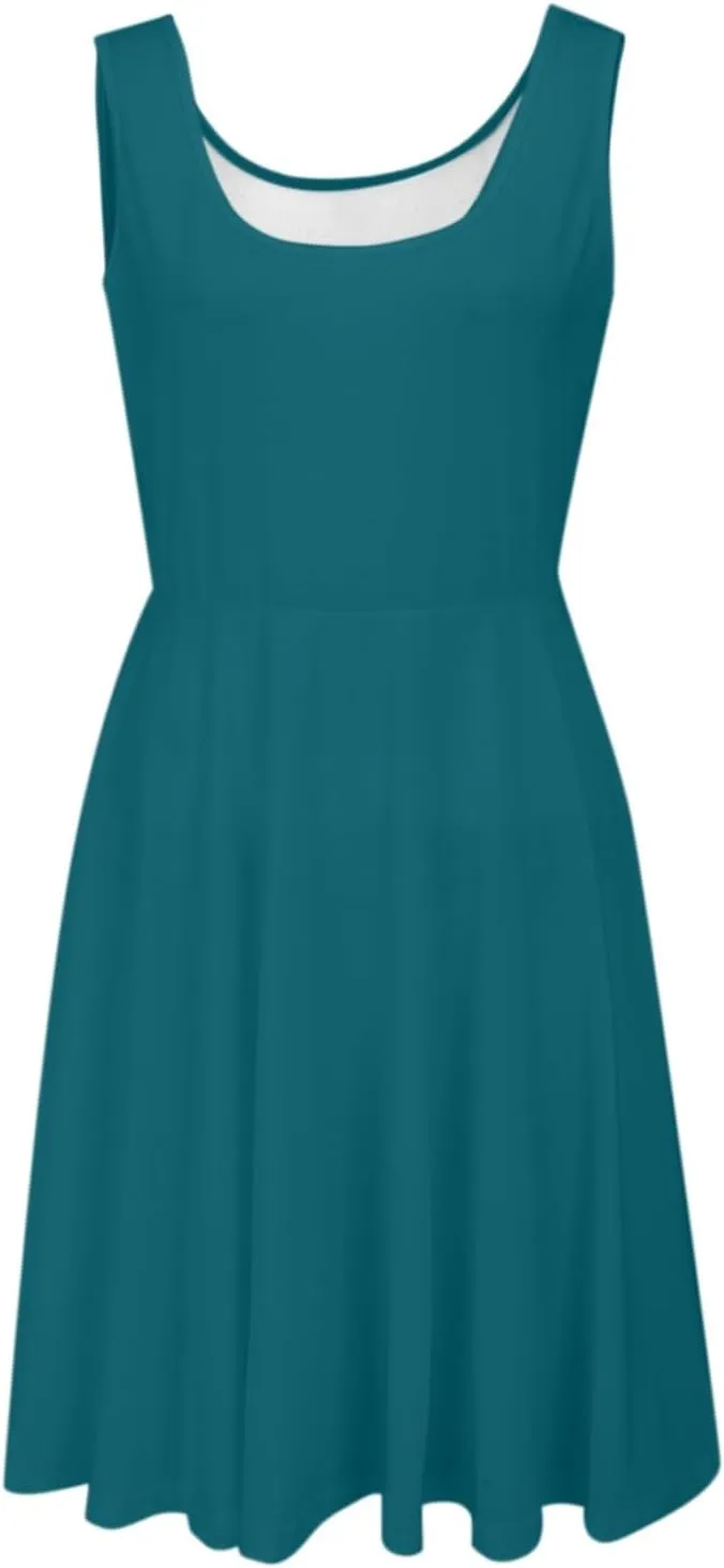 XOWRTE Women's 2025 Summer Sleeveless Sundress Casual Spring Beach Vacation Crewneck Shift Swing Tank Dress Solid Mini Dress