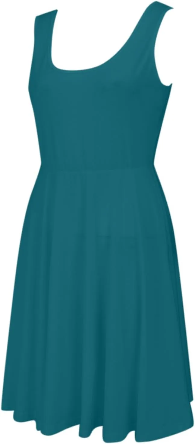 XOWRTE Women's 2025 Summer Sleeveless Sundress Casual Spring Beach Vacation Crewneck Shift Swing Tank Dress Solid Mini Dress