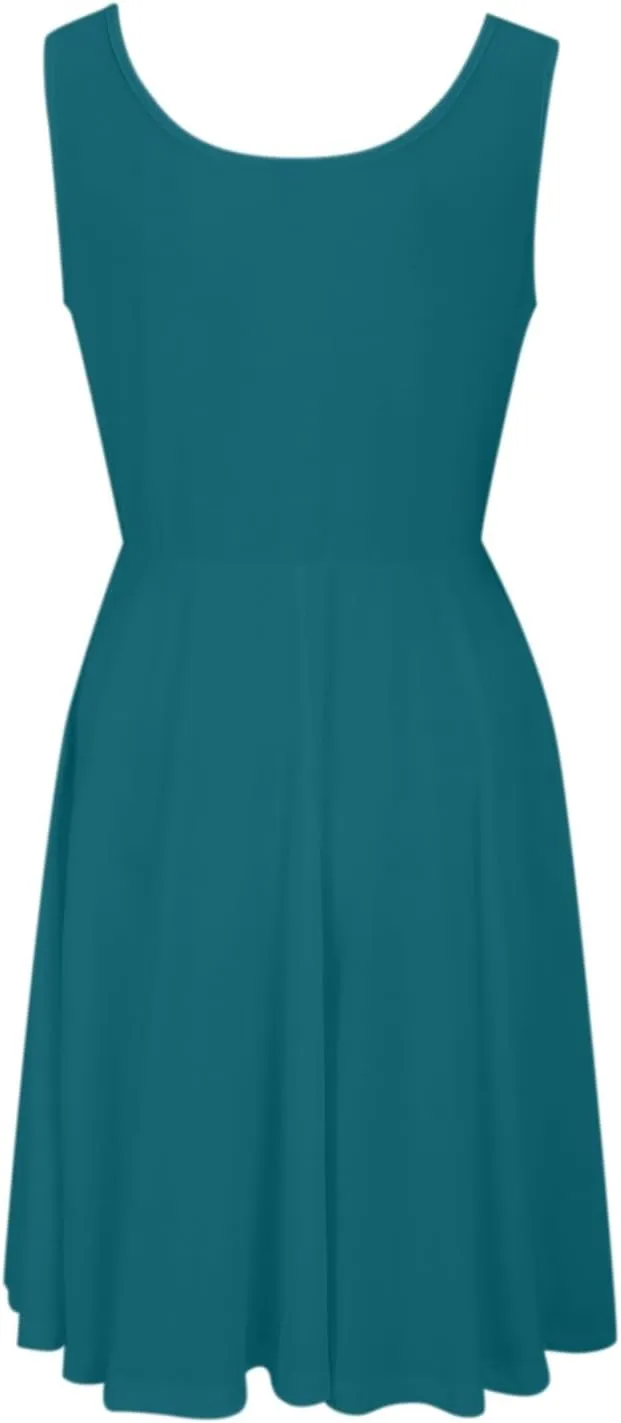 XOWRTE Women's 2025 Summer Sleeveless Sundress Casual Spring Beach Vacation Crewneck Shift Swing Tank Dress Solid Mini Dress