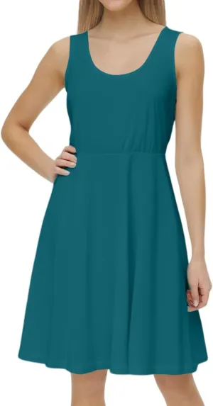 XOWRTE Women's 2025 Summer Sleeveless Sundress Casual Spring Beach Vacation Crewneck Shift Swing Tank Dress Solid Mini Dress