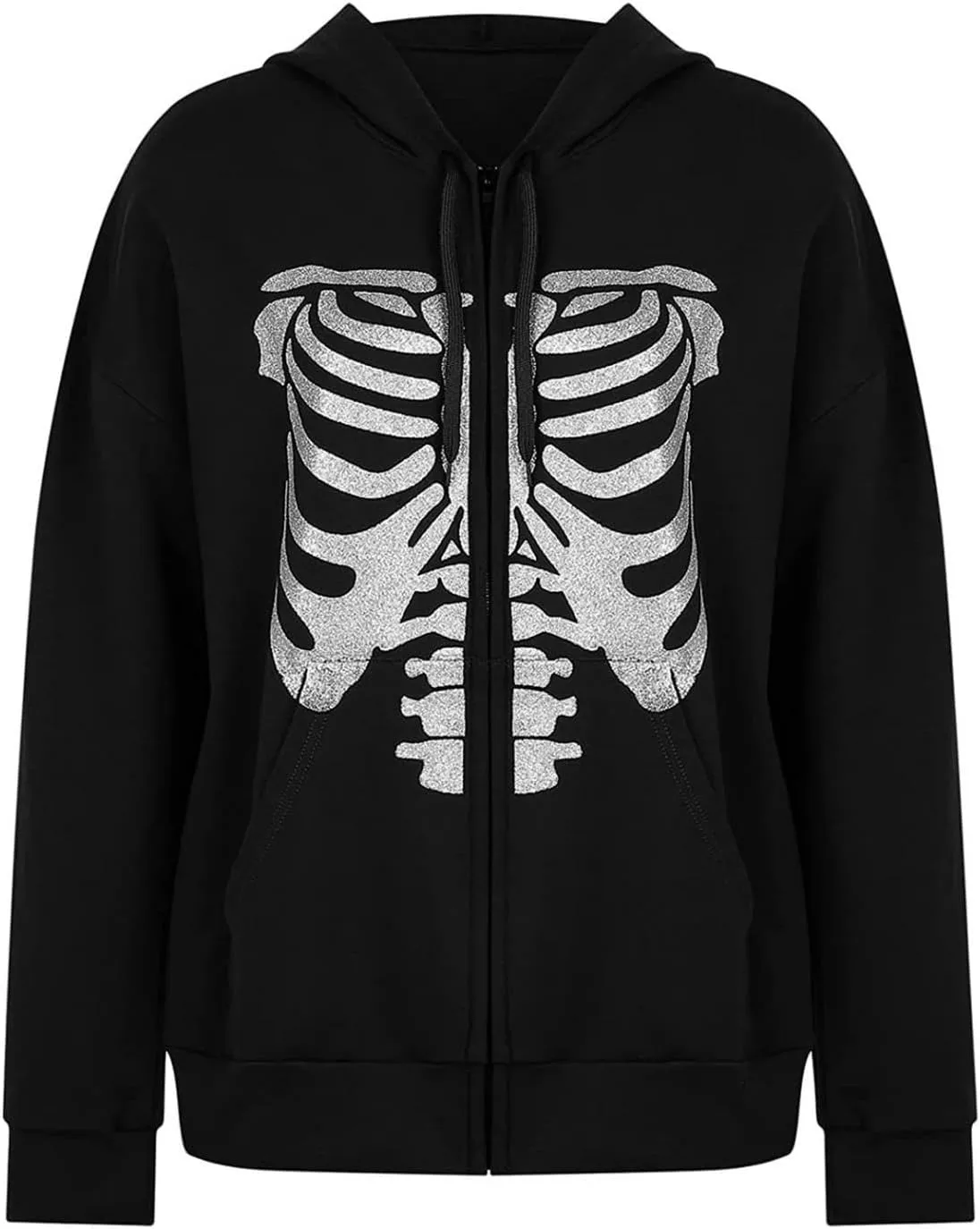 Y2K Hoodies for Women Full Zip Up Print Graphic Oversized Pockets Hooded Jacket 90s Long Sleeve Sweatshirt Coat Streetwear