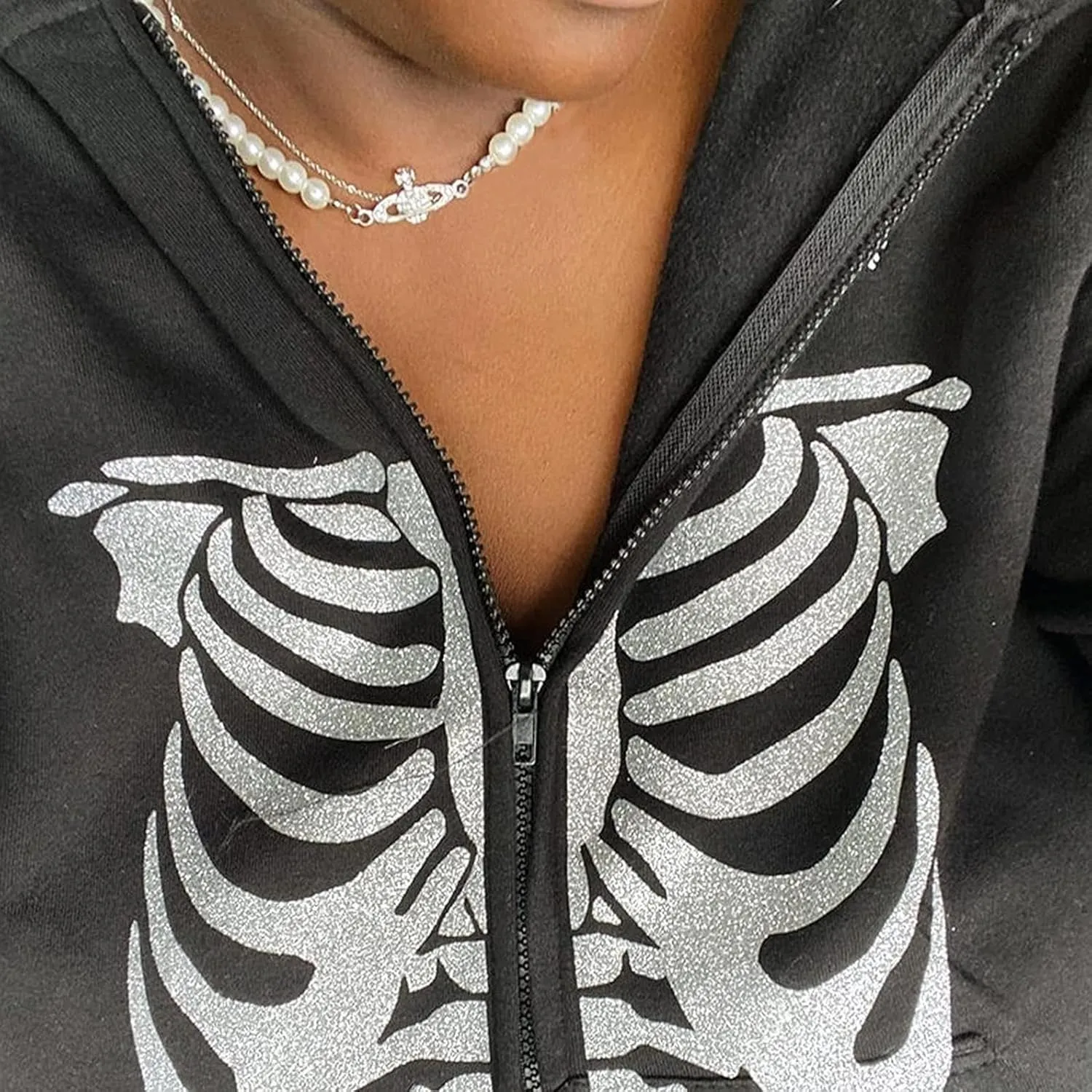 Y2K Hoodies for Women Full Zip Up Print Graphic Oversized Pockets Hooded Jacket 90s Long Sleeve Sweatshirt Coat Streetwear