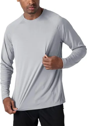 Yiqinyuan Men's T-Shirts Summer Long Sleeve Performance Quick Dry Breathable Hiking T-Shirts Gray