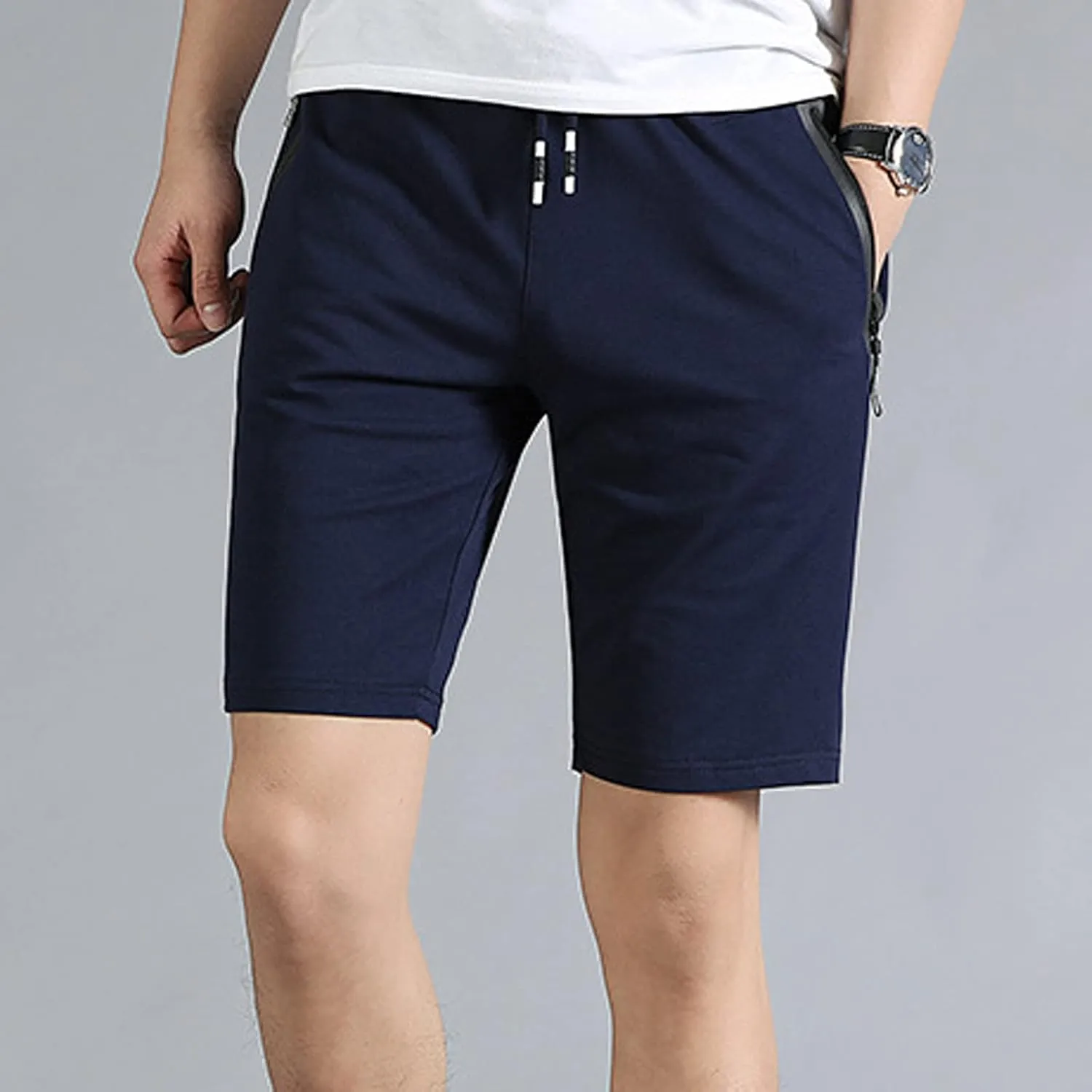Ymosrh Men's Shorts Casual Quick Dry Lightweight Athletic Training Running Gym Workout Shorts with Zipper Pockets