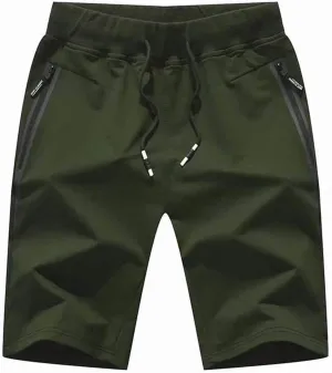 Ymosrh Men's Shorts Casual Quick Dry Lightweight Athletic Training Running Gym Workout Shorts with Zipper Pockets