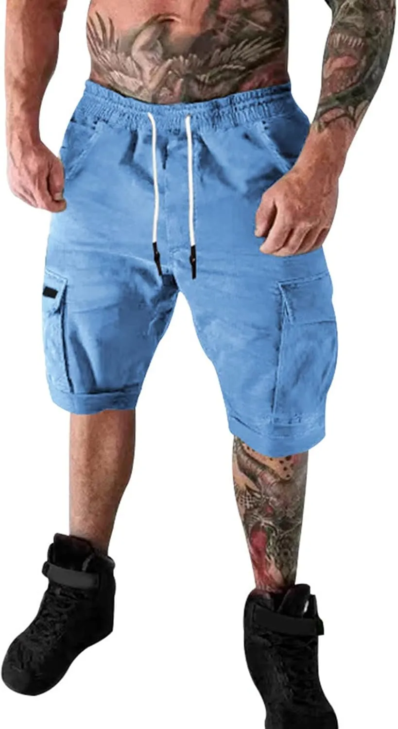 Ymosrh Men's Shorts Summer Casual Outdoors Patchwork Pockets Overalls Sport Tooling Shorts Pants for Men, S-5XL