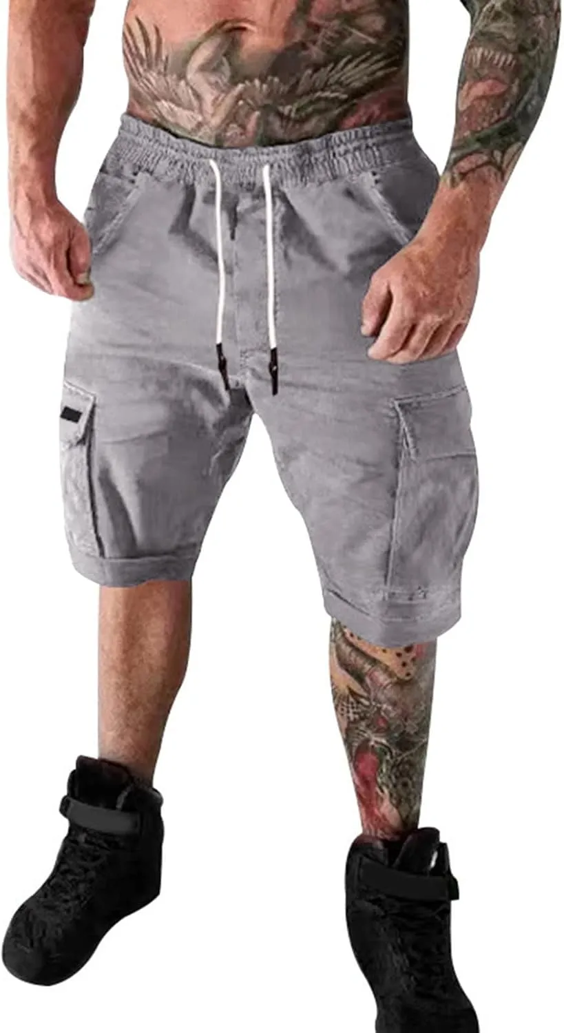 Ymosrh Men's Shorts Summer Casual Outdoors Patchwork Pockets Overalls Sport Tooling Shorts Pants for Men, S-5XL
