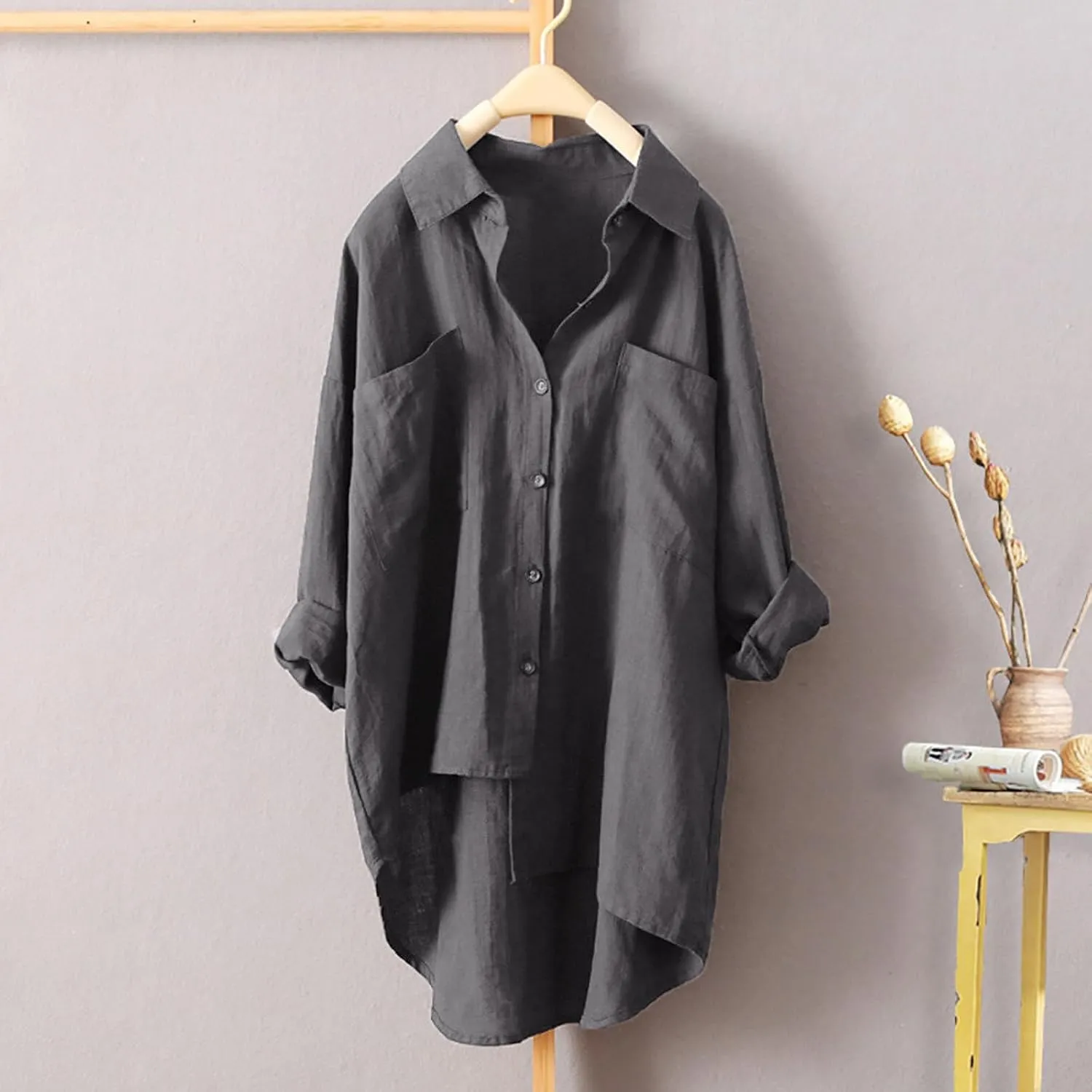 YUTANRAL Long Sleeve Shirts for Women Trendy Plaid Printed Button Down Shirts Plus Size Tops Casual Jackets Fall Clothes 2024