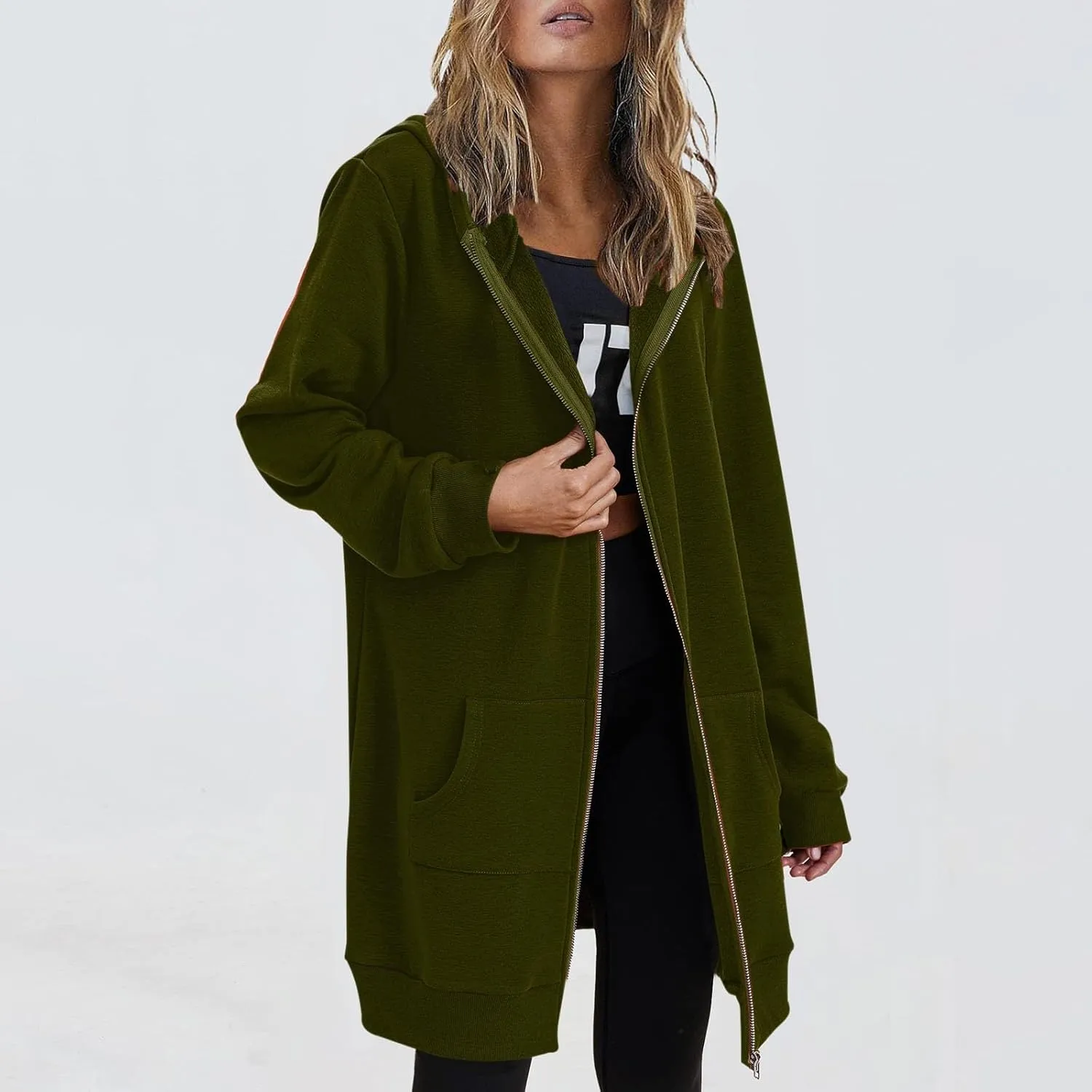 Zip Up Hoodies for Women 2024 Plus Size Long Sleeve Sweatshirts Casual Loose Jackets Coat Fall Clothes with Pockets