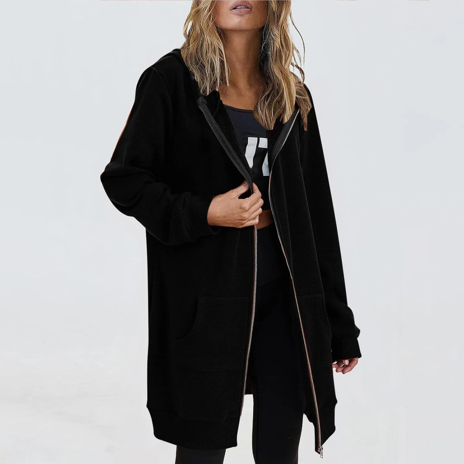 Zip Up Hoodies for Women 2024 Plus Size Long Sleeve Sweatshirts Casual Loose Jackets Coat Fall Clothes with Pockets