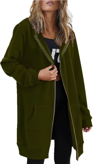 Zip Up Hoodies for Women 2024 Plus Size Long Sleeve Sweatshirts Casual Loose Jackets Coat Fall Clothes with Pockets