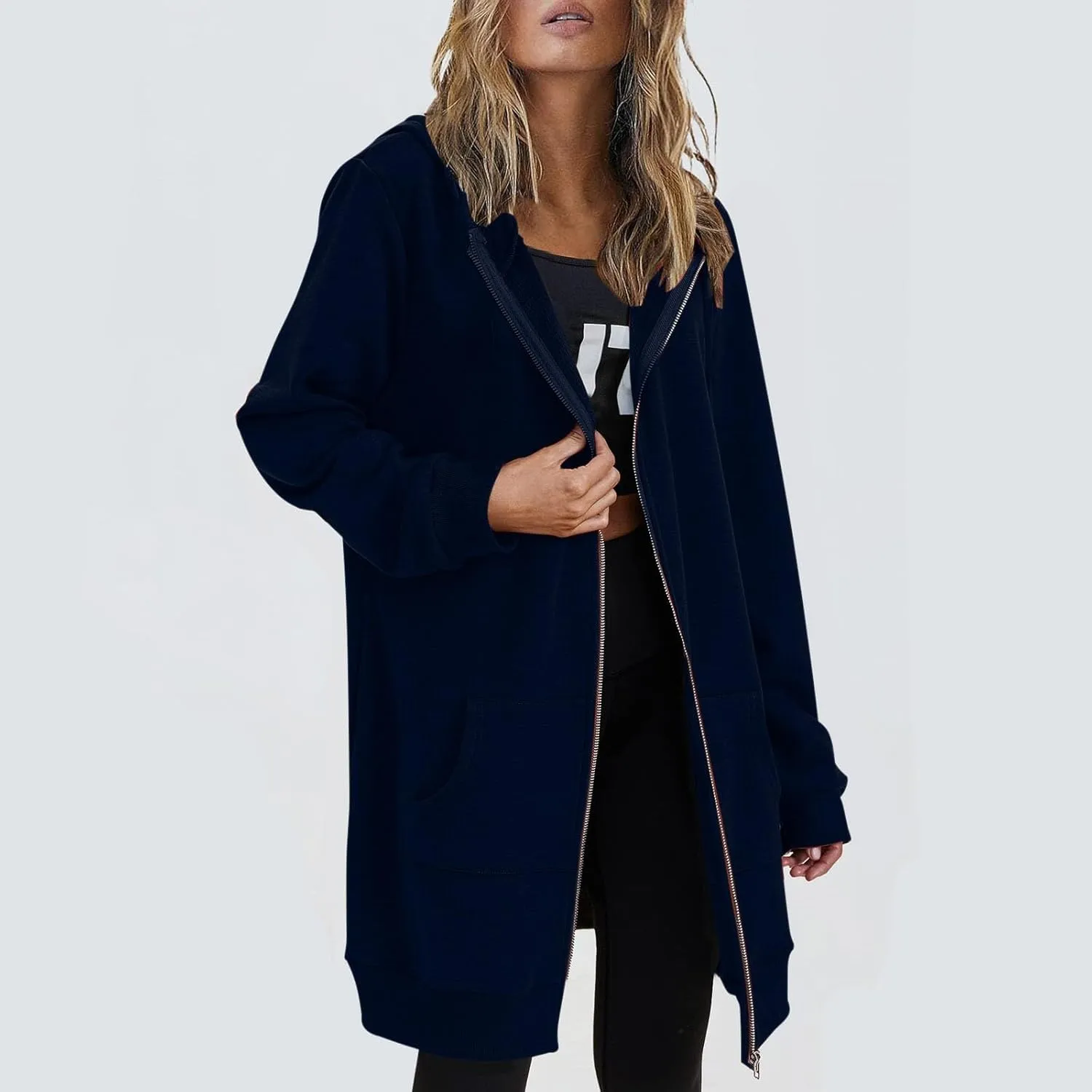 Zip Up Hoodies for Women 2024 Plus Size Long Sleeve Sweatshirts Casual Loose Jackets Coat Fall Clothes with Pockets