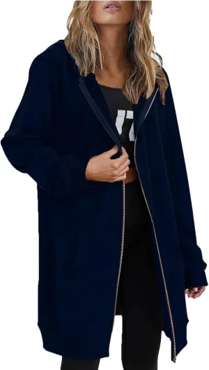 Zip Up Hoodies for Women 2024 Plus Size Long Sleeve Sweatshirts Casual Loose Jackets Coat Fall Clothes with Pockets