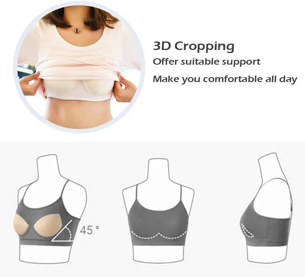 Zylioo Womens Modal Padded Built-in-Bra Tanks Tops Crew Neck Wireless Bra Camisole Casual Slim-Fit Shirts Tee Plus Size