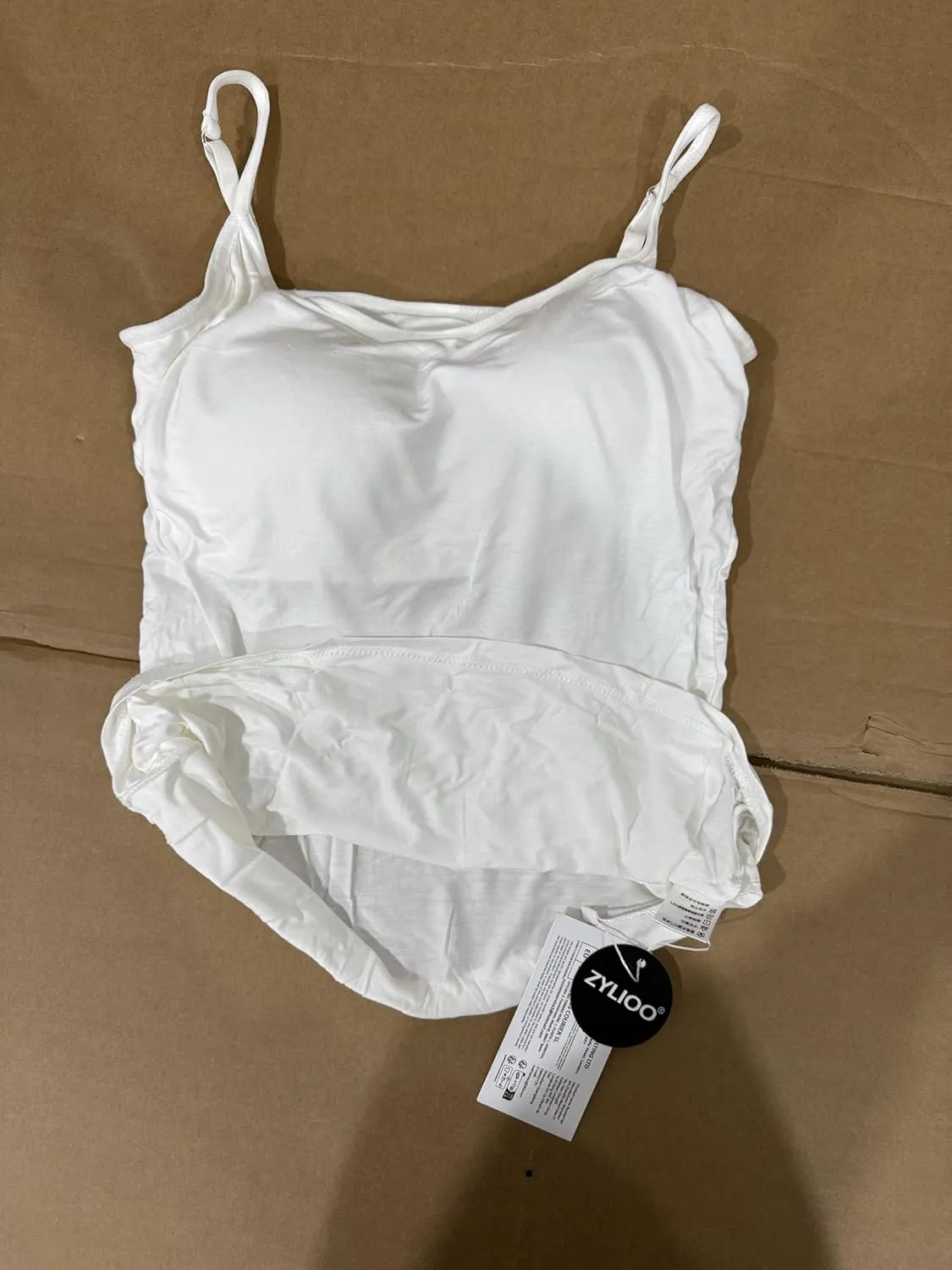 Zylioo Womens Modal Padded Built-in-Bra Tanks Tops Crew Neck Wireless Bra Camisole Casual Slim-Fit Shirts Tee Plus Size