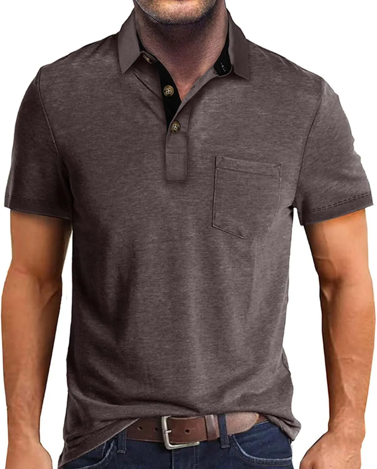 ZYXTIM Men's Short Sleeve Henley Tee Fashion Button Business Work Golf Polo Shirts Summer Soild Slim Ribbed T-Shirts Big&Tall